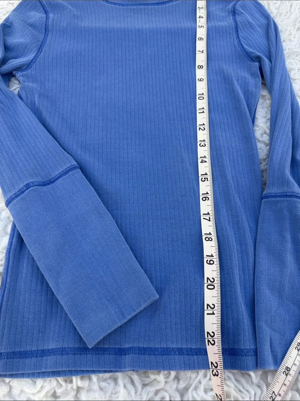 Free People Ribbed Mock-Neck Long-Sleeve Top - Periwinkle Blue